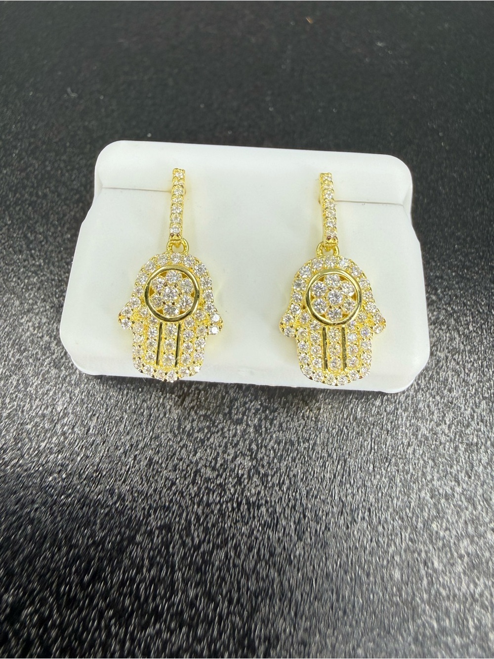 Gold Moissanite Hamsa Drop Earrings - Women Jewelry